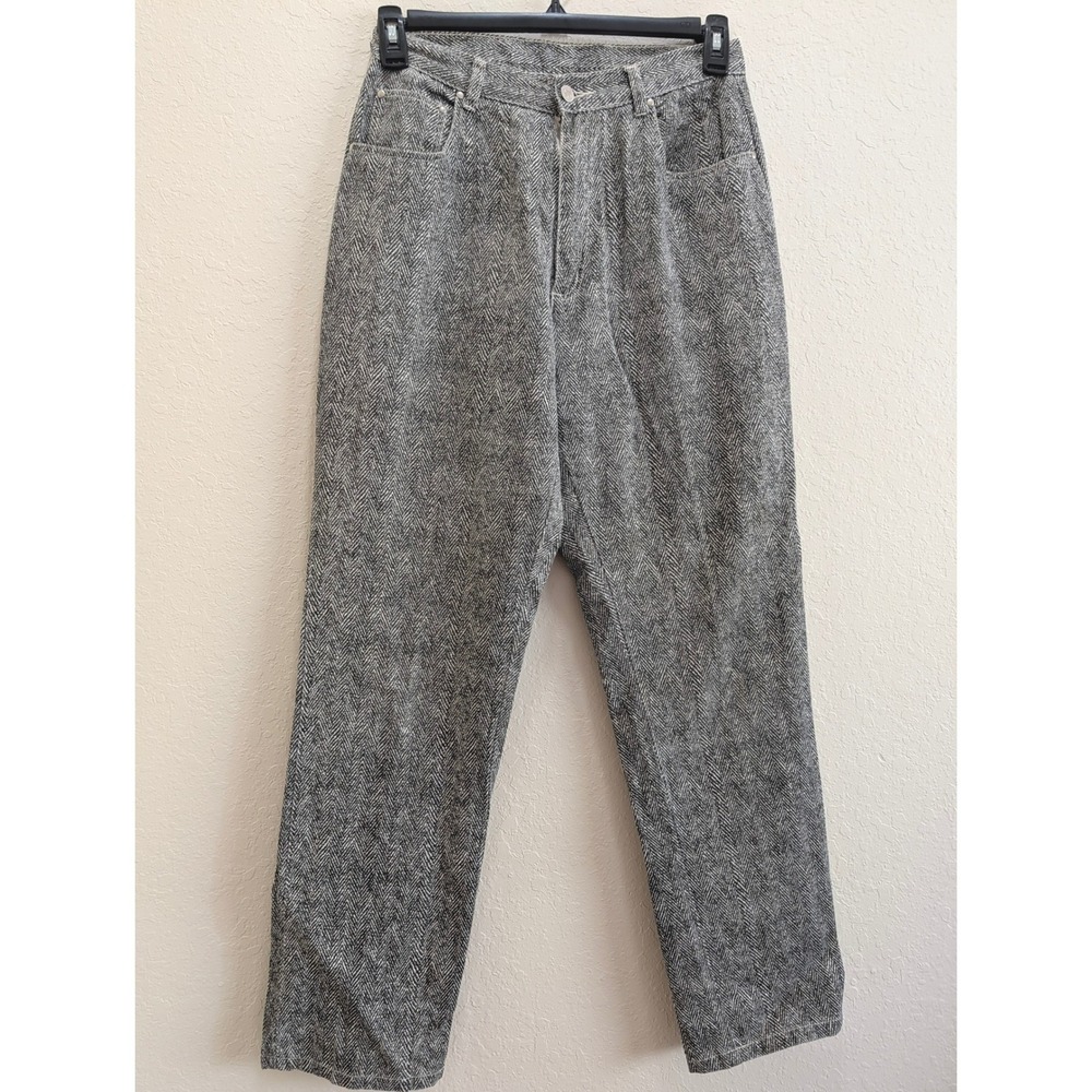 Newport News Vintage Herringbone Pants Womens 12 High Rise Straight Leg Cotton